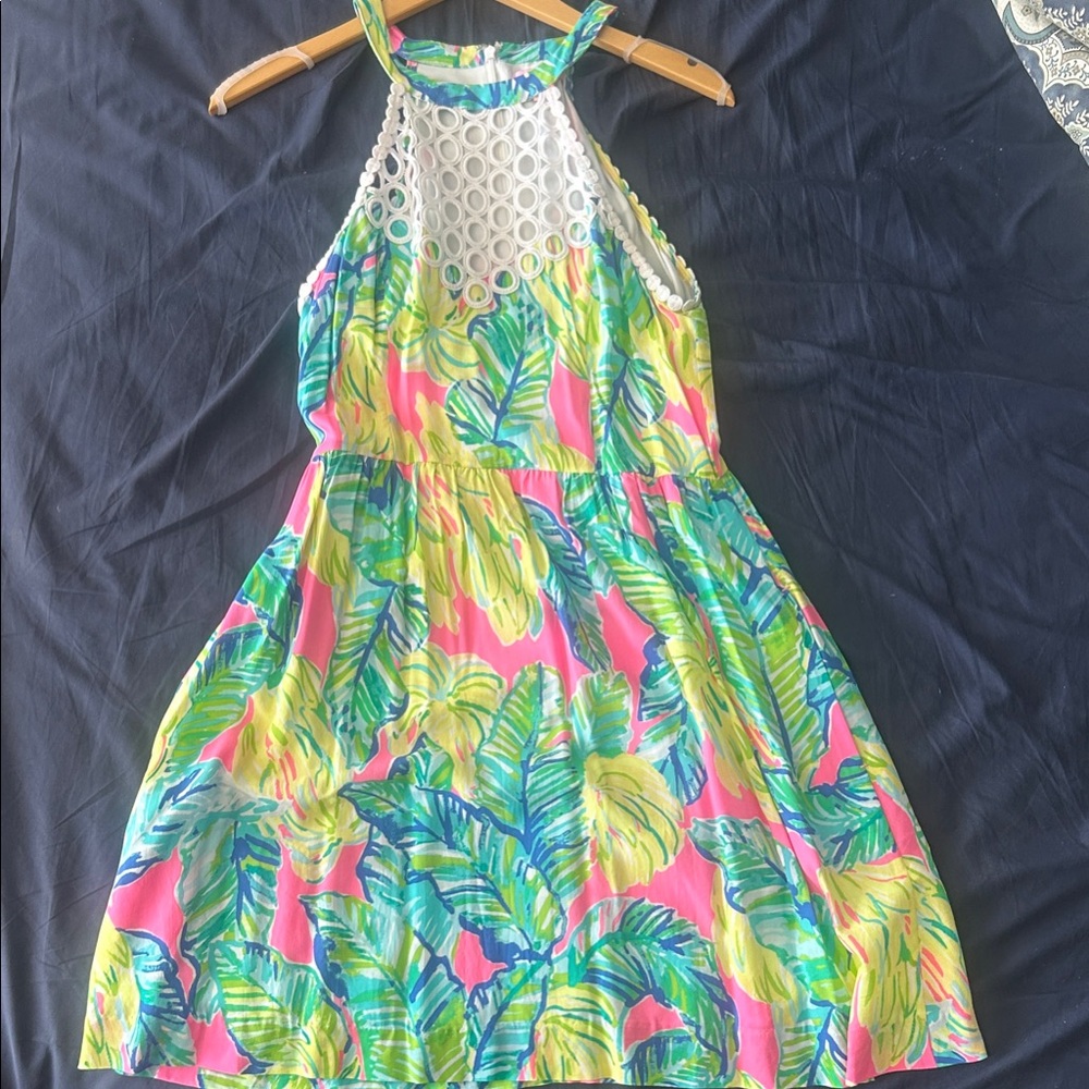 Lilly Pulitzer Tropical Halter Dress with Leaf Print